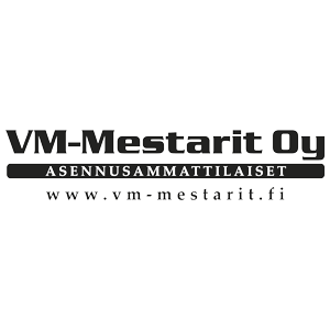 VM-Mestarit Oy:n logo valkoisella taustalla.
